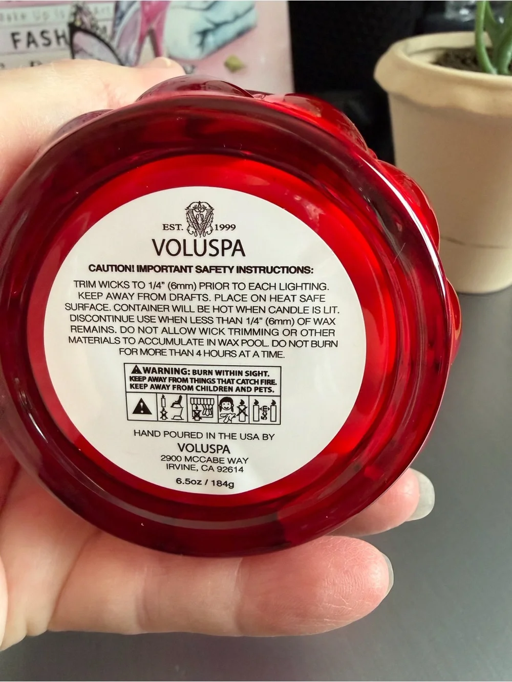 Voluspa Red Glass Scented Candle